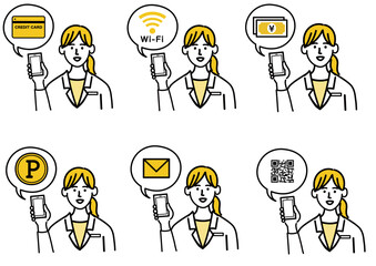 医師　医者　女性　ポップ　セット　インターネット
