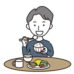 食事をする成人男性のイラスト素材