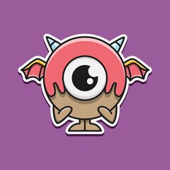 cute monster cartoon doodle design for coloring, backgrounds, stickers, logos, symbol, icons and more