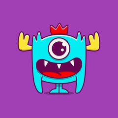 cute monster cartoon doodle design for coloring, backgrounds, stickers, logos, symbol, icons and more