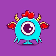 cute monster cartoon doodle design for coloring, backgrounds, stickers, logos, symbol, icons and more