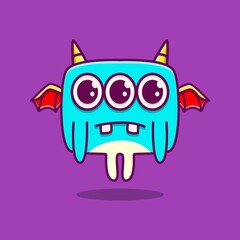 cute monster cartoon doodle design for coloring, backgrounds, stickers, logos, symbol, icons and more