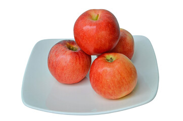 Fresh red apple dish on white background