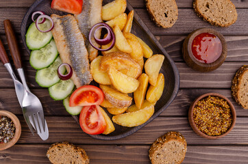 Fish fillet with fried potatoes