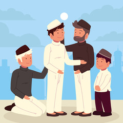 various cartoon Islam men