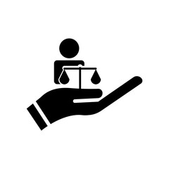 Hand and people icon with law. law abiding icon. Editable stroke. Design template vector