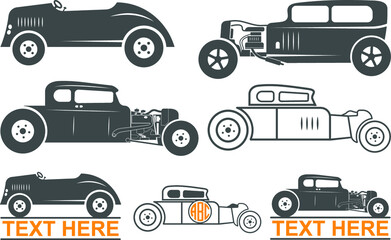 Hot Rod Clipart, Hot Rod icons, Hot Rod Vector, Hot Rod car Vector, Vintage Car illustration