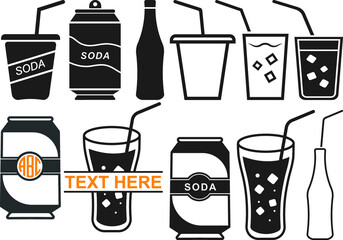 Soda icon, Soda vector icon, Soda bottle, Soda can icons, Soda Split Logo