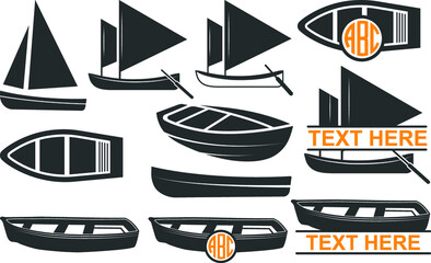 Wooden boat clipart, Wooden boat sign symbol icon vector illustration