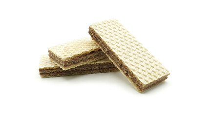 Stack of wafers cream hazelnut chocolate, Isolated on white background