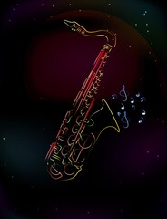 Naklejka na ściany i meble Saxofón 
