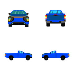 set of light blue single cab pickup truck on white background - 431090441