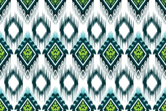 Ikat Seamless Pattern For Home Decor Ideas Aztec Ethnic Indian Fabric Chevron Textile Wallpaper Vector Illustrations 