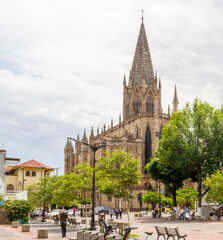 The Expiatory Temple of Guadalajara in Mexico viewed from one square away