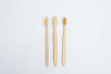 Bamboo toothbrush shooting in studio with white background