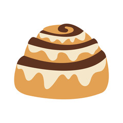 Cinnamon bun. Vector illustration.	