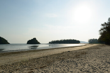 Obraz premium Noppharatthara or Noppharat Thara Beach is quiet beach lies within Noppharatthara Beach - Phi Phi Islands National Park, Krabi, Thailand.