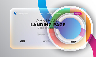 Landing page with colorful circle background 