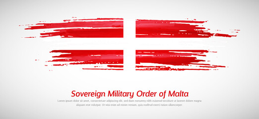 Artistic grungy watercolor brush flag of Sovereign Military Order of Malta country. Happy national day background