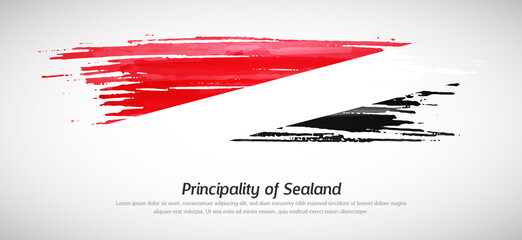 Artistic grungy watercolor brush flag of Principality of Sealand country. Happy national day background