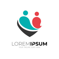 Family logo and two people icon illustration, simple logo