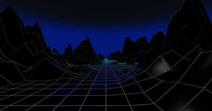 Futuristic abstract technology plexus background with lines. 3D design of mountains mesh.