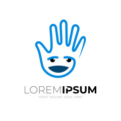 Kids logo and hand design combination, simple line style
