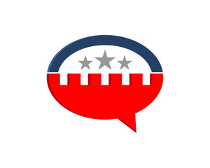 Combination fortress with bubble chat shape logo