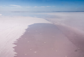 Lake Eyre-Kati Thanda salt lake filling with water form flooding rains in central Australia