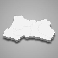 3d isometric map of Adjara is a region of Georgia