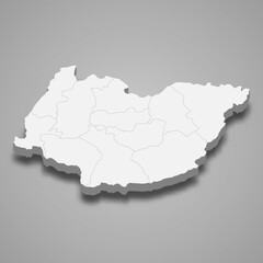 3d isometric map of Imereti is a region of Georgia