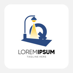 Initial Q Letter Street Light Logo Design Vector Graphic