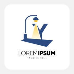 Initial Y Letter Street Light Logo Design Vector Graphic