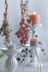 ドライフラワーとキャンドル