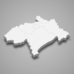 3d isometric map of Midlothian is a region of Scotland,