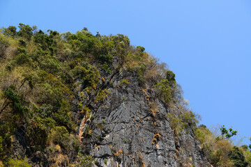 Limestone Mountain when seen from Loh Samah Bay, Koh Phi Phi Le, Krabi, Thailand.