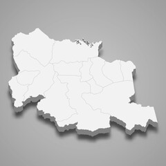 3d isometric map of Carabobo is a state of Venezuela,