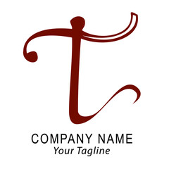 Simple Vector Hand Draw Sketch Logo Script T, For Classic Corporate, at White Background
