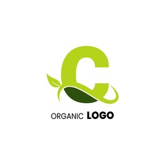 alphabet capital logo. Creative design concept green color with organic plant