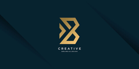Golden creative logo with initial B, unique, letter B, Premium Vector part 2 - obrazy, fototapety, plakaty