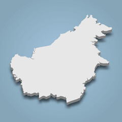 Fototapeta premium 3d isometric map of Borneo is an island in Indonesia