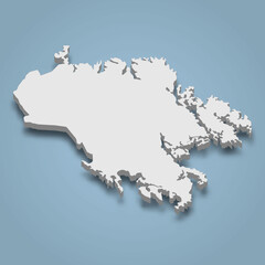 3d isometric map of Cat Ba is an island in Vietnam