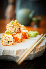 Californian Roll with Fish Roe, Crabstick, Avocado, Cucumbe
