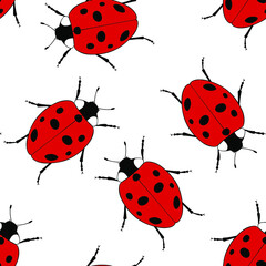seamless ladybug background isolated on white