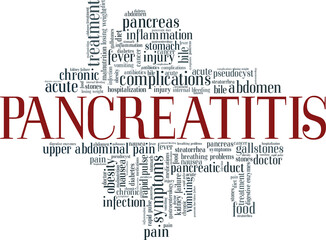 Pancreatitis vector illustration word cloud isolated on a white background.