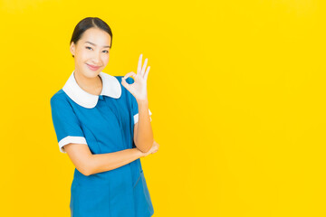 Portrait beautiful young asian woman maid and housekeeping