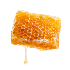 honeycomb with honey drop isolated on a white background.