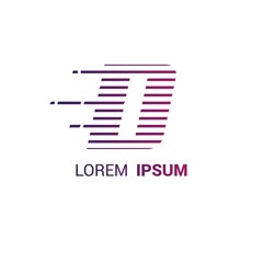 alphabet logo template with fast stripes lines purple gradient and hidden mesage