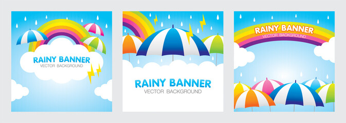 Rainy season or monsoon square graphic artwork collection for creating your social media and website banner.