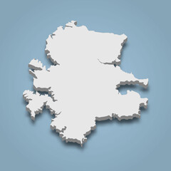 3d isometric map of Iki is an island in Japan